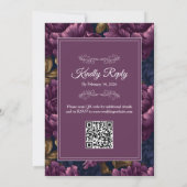Elegant Burgundy Floral RSVP QR code Wedding Einladung (Rückseite)