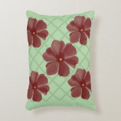 Elegant Burgundy Floral & Sage Green Lattice Patte Dekokissen (Vorderseite(Vertikal))