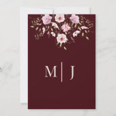 Elegant Burgundy Floral Save the Date Card Einladung (Rückseite)