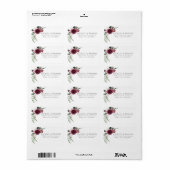 Elegant Burgundy Floral Wedding Address Adressaufkleber (Vorne)