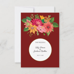 Elegant Burgundy Floral Wedding Dankeskarte