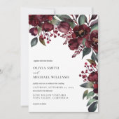 Elegant Burgundy Floral Wedding Einladung (Vorderseite)