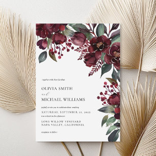 Elegant Burgundy Floral Wedding Einladung