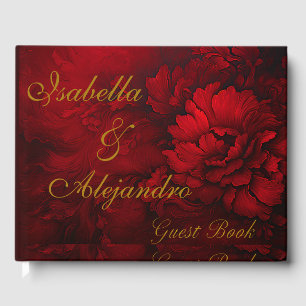 Elegant Burgundy Floral Wedding Gästebuch