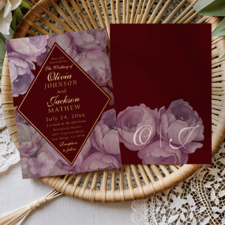 Elegant Burgundy Floral Wedding Invitation  Folieneinladung
