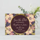 Elegant Burgundy Floral Wedding Save The Date (Stehend Vorderseite)