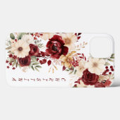Elegant Burgundy Flowers Case-Mate iPhone Hülle (Rückseite (Horizontal))