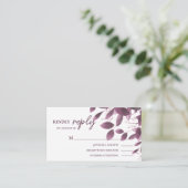 Elegant Burgundy Forest Leaf Wedding RSVP Begleitkarte (Stehend Vorderseite)