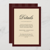 Elegant Burgundy Frame Wedding Details Begleitkarte (Vorne/Hinten)