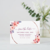 Elegant Burgundy Geometric Floral Save the Date Ankündigungspostkarte (Stehend Vorderseite)