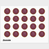 Elegant Burgundy Gold Border Wedding Runder Aufkleber (Blatt)