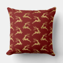 Elegant Burgundy & Gold Christmas Pillow – Luxury