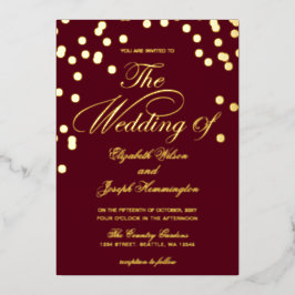 Elegant Burgundy Gold Confetti Wedding Folieneinladung