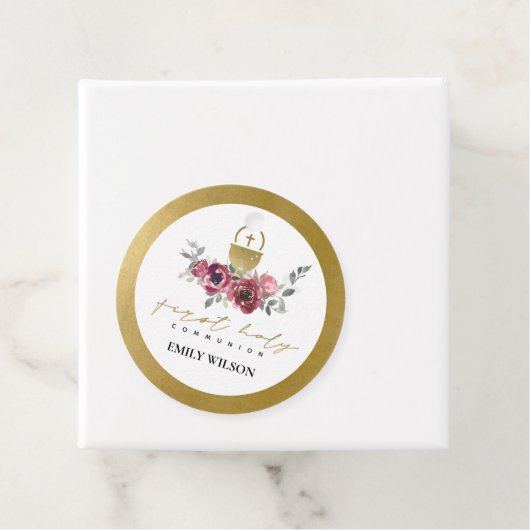 ELEGANT BURGUNDY GOLD FLORAL ERSTE HOLZGEMEINSCHAF GESCHENKANHÄNGER (Beispiel)