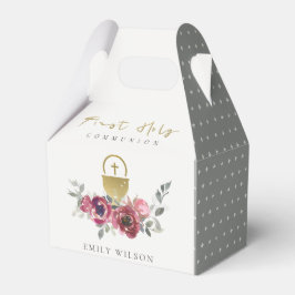 ELEGANT BURGUNDY GOLD FLORAL ERSTE HOLZGEMEINSCHAF GESCHENKSCHACHTEL