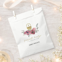 ELEGANT BURGUNDY GOLD FLORAL ERSTE HOLZGEMEINSCHAF GESCHENKTÜTCHEN