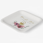 ELEGANT BURGUNDY GOLD FLORAL ERSTE HOLZGEMEINSCHAF PAPPTELLER (Gewinkelt)