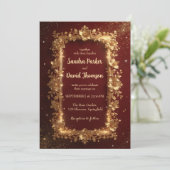 Elegant Burgundy & Gold Floral Frame Wedding  Einladung (Stehend Vorderseite)