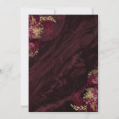Elegant Burgundy Gold Floral Wedding Einladung (Rückseite)