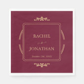 Elegant Burgundy Gold Formal Wedding Paper Napkin Serviette (Vorderseite)