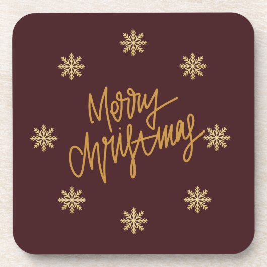 Elegant Burgundy & Gold Merry Christmas  Getränkeuntersetzer (Vorderseite)