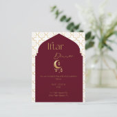 Elegant Burgundy & Gold Ramadan Iftar Einladung Postkarte (Stehend Vorderseite)