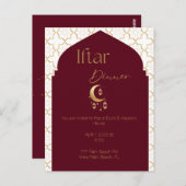 Elegant Burgundy & Gold Ramadan Iftar Einladung Postkarte (Vorne/Hinten)