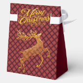 Elegant Burgundy & Gold Reindeer Merry Christmas Geschenkschachtel (Rückseite)