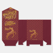 Elegant Burgundy & Gold Reindeer Merry Christmas Geschenkschachtel (Ungefaltet)
