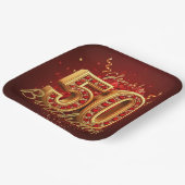 Elegant Burgundy Gold Ruby Gem 50th Birthday Party Pappteller (Gewinkelt)