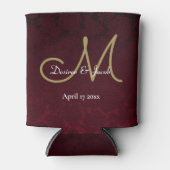 Elegant Burgundy Gold White Wedding Monogram Dosenkühler (Vorderseite)
