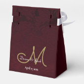 Elegant Burgundy Gold White Wedding Monogram Geschenkschachtel (Rückseite)