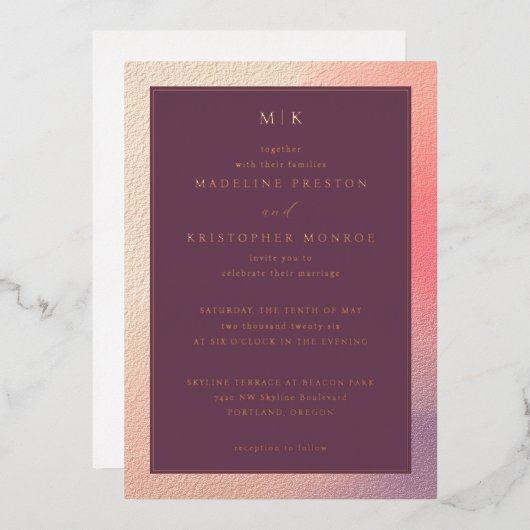 Elegant Burgundy Gradient Invitations Folieneinladung (Vorderseite/Rückseite)