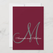 Elegant Burgundy Gray Monogram Formal Wedding Einladung (Vorderseite)
