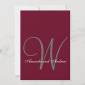 Elegant Burgundy Gray Monogram Formal Wedding Einladung (Vorderseite)