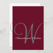 Elegant Burgundy Gray Monogram Formal Wedding Einladung (Vorne/Hinten)