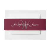 Elegant Burgundy Gray Monogram Formal Wedding Einladungsbanderole (Vorderseite Beispiel)