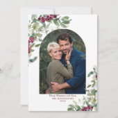 Elegant Burgundy Greenery Foto Feiertagskarte (Vorderseite)