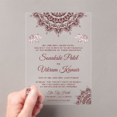 Elegant Burgundy Henna Indian Wedding Acryleinladungen (Insitu (Handheld))