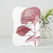 Elegant Burgundy Hydrangea Hochzeitseinladungen Einladung (Stehend Vorderseite)