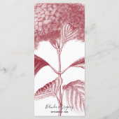 Elegant Burgundy Hydrangea Wedding Menükarte (Rückseite)