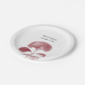 Elegant Burgundy Hydrangea Wedding Pappteller (Schrägansicht)