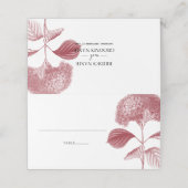 Elegant Burgundy Hydrangea Wedding Platzkarte (Außenseite Aufgefaltet)