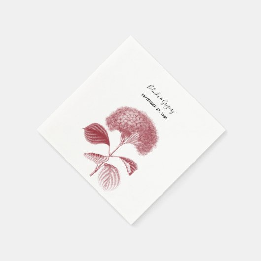 Elegant Burgundy Hydrangea Wedding Serviette (Ecke)
