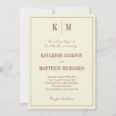 Elegant Burgundy Ivory Monogram Wedding Einladung (Vorderseite)