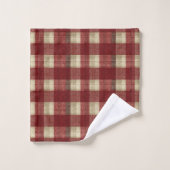 Elegant Burgundy Ivory Rust Red Plaid Pattern Badhandtuch Set (Waschlappen)