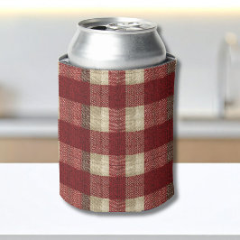 Elegant Burgundy Ivory Rust Red Plaid Pattern Dosenkühler