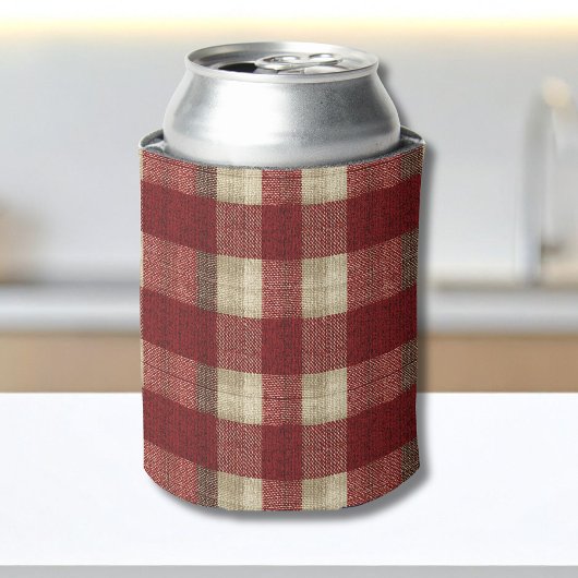 Elegant Burgundy Ivory Rust Red Plaid Pattern Dosenkühler