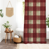 Elegant Burgundy Ivory Rust Red Plaid Pattern Duschvorhang