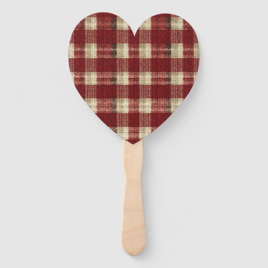 Elegant Burgundy Ivory Rust Red Plaid Pattern Fächer (Vorderseite)
